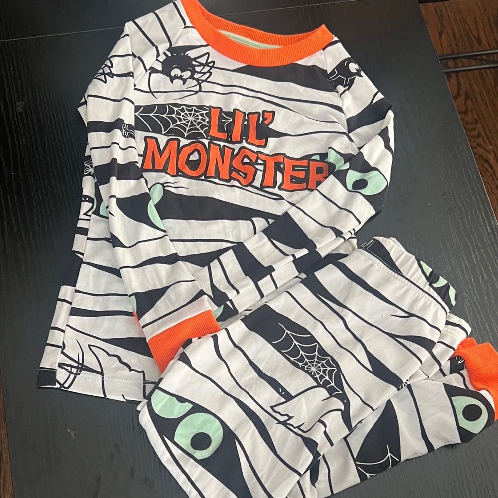 Lil' Monster Kids Pajamas - Black, White, and Orange